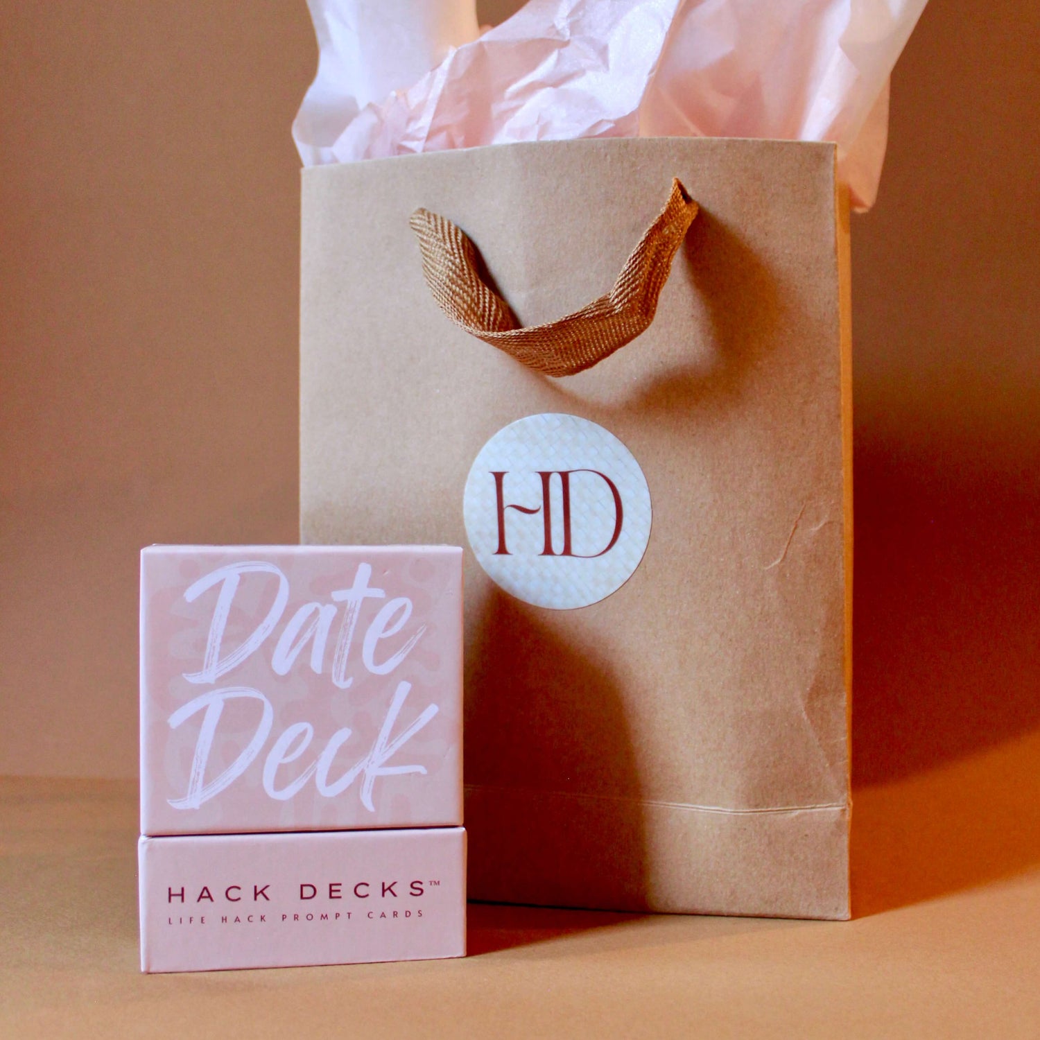 Date Deck next to gift bag