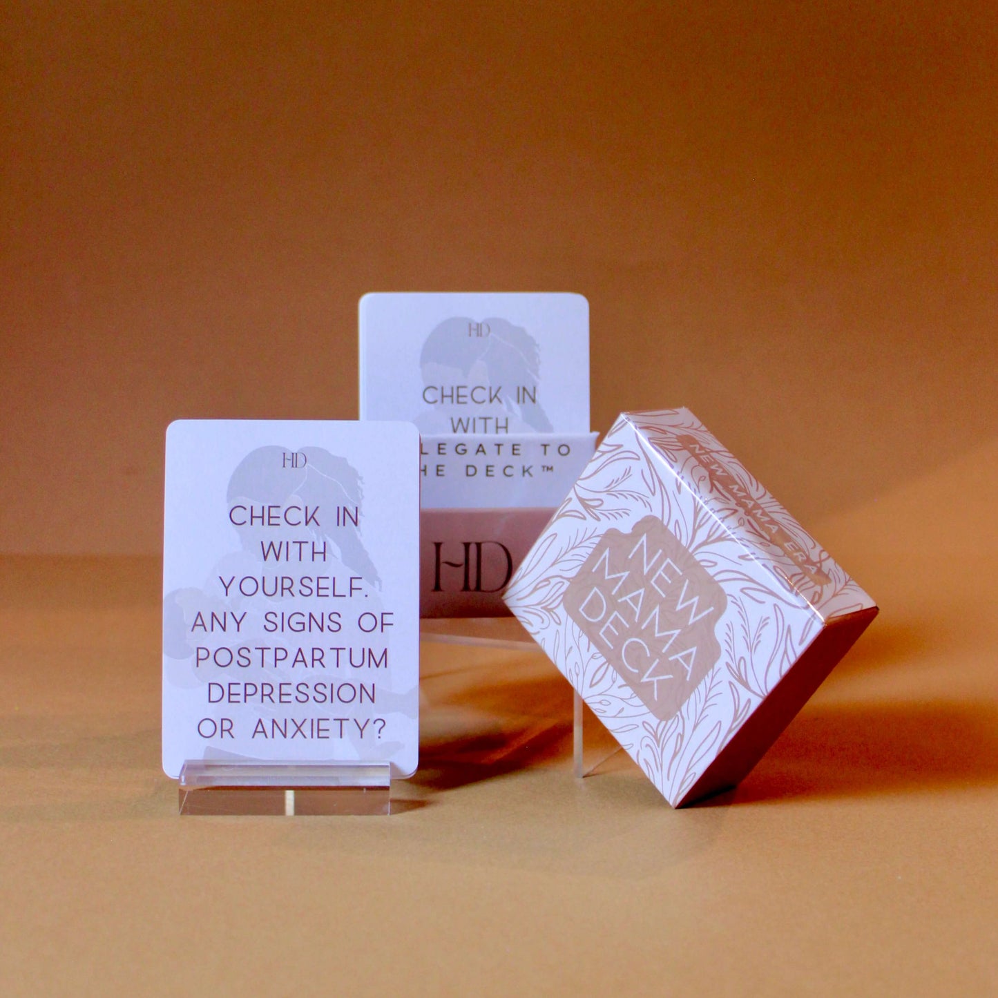 example card with open new mama deck card box