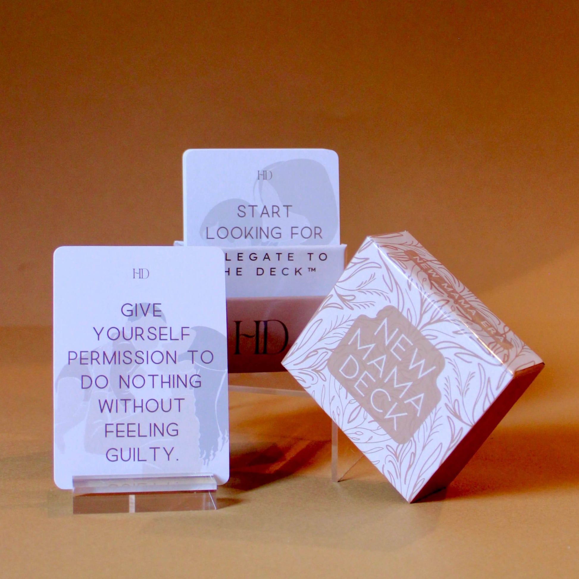 New mama deck with example card from deck with open box