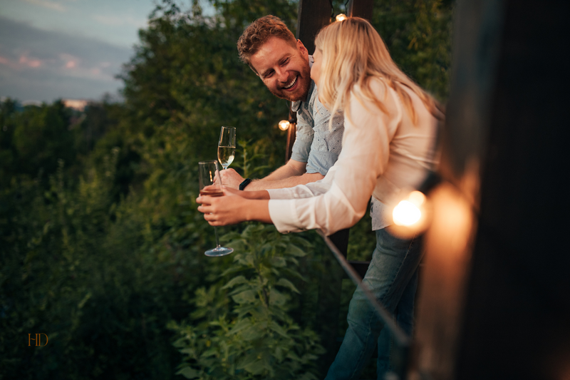 Couple enjoying a moment together with drinks
