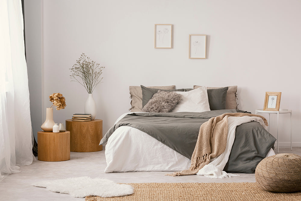 Cozy bedroom with neutral-toned decor