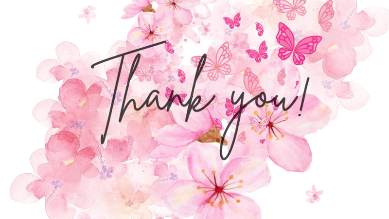 Thank you with flowers and butterflies