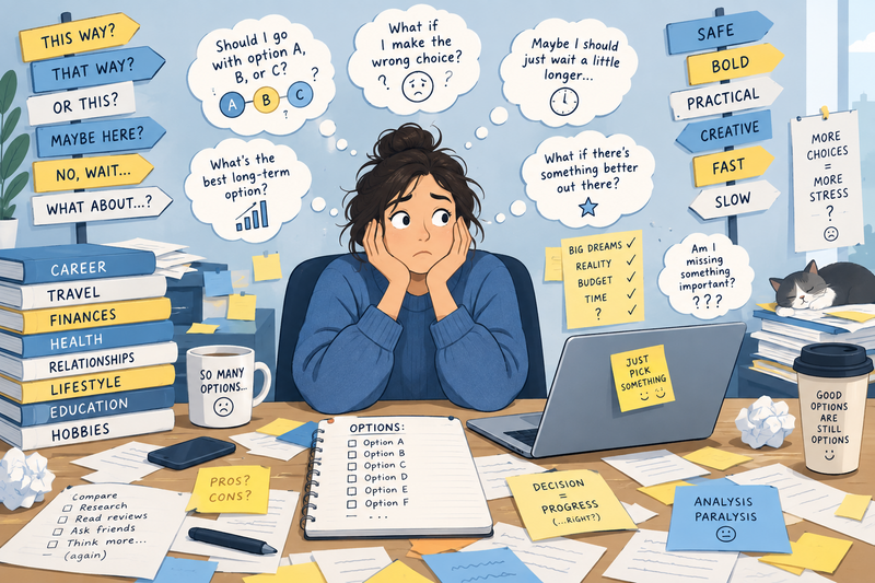 Hack Decks article about analysis paralysis and ADHD, with Declutter Deck prompts that break decluttering into small, manageable steps