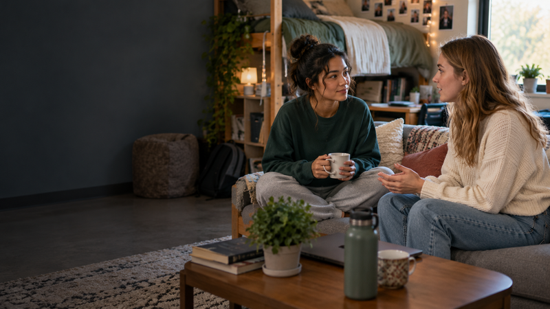 Hack Decks article featuring eight college roommate tips for handling conflict, communication, and shared dorm life