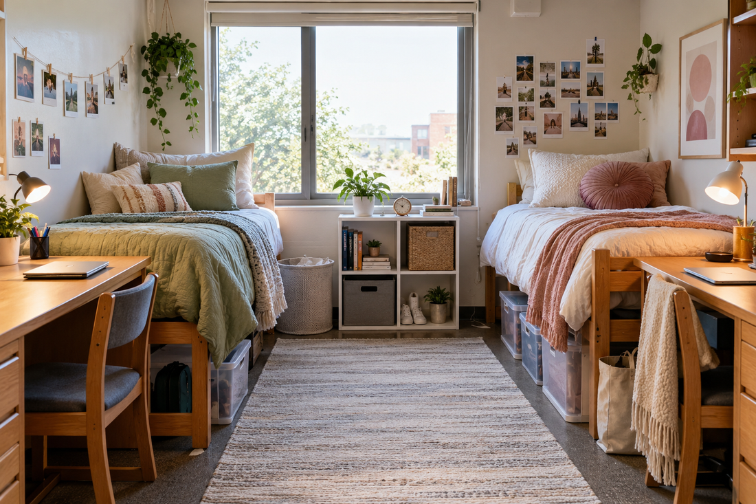 Hack Decks article about decorating a dorm room with practical, rule-friendly ideas for creating a personalized college space