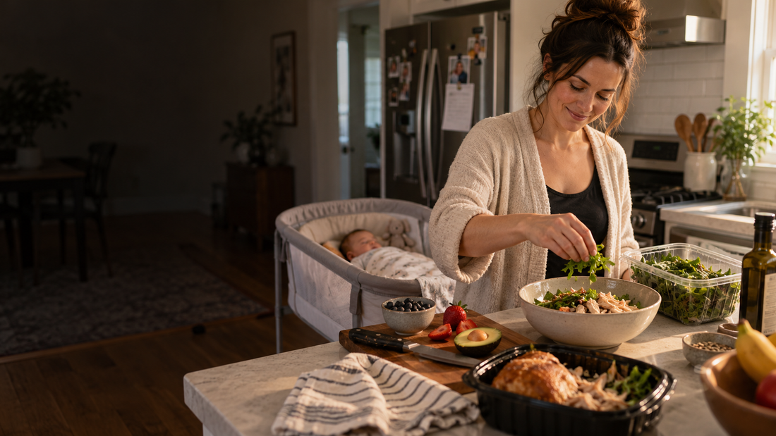 Hack Decks article featuring practical dinner hacks for new moms to make meals easier when time and energy are limited