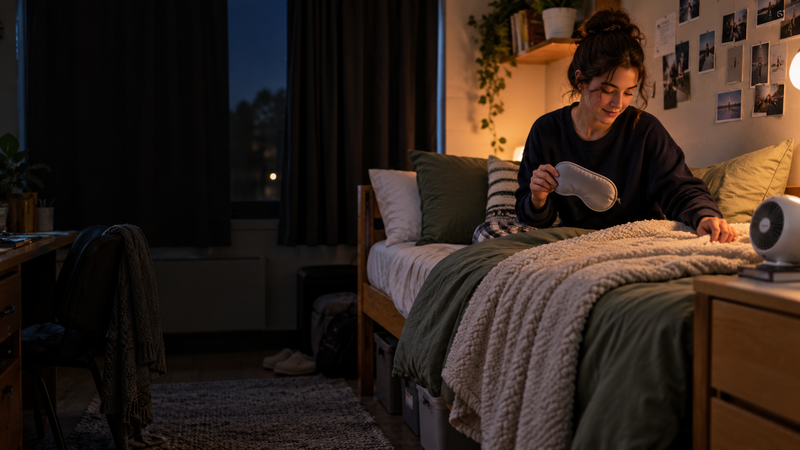 Hack Decks article featuring nine practical dorm room sleep hacks to help college students get a better night’s rest