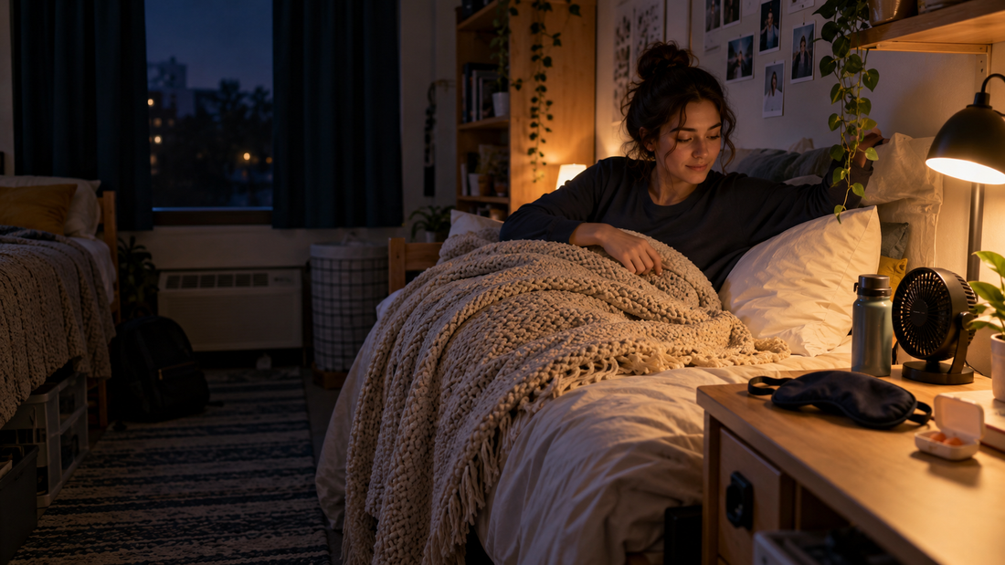Hack Decks article about how to sleep better in a dorm room using practical tips for comfort, noise, light, and shared-space challenges