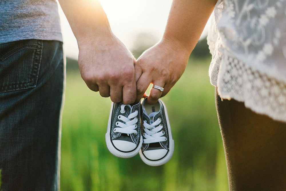 Baby shoes for a birth announcement