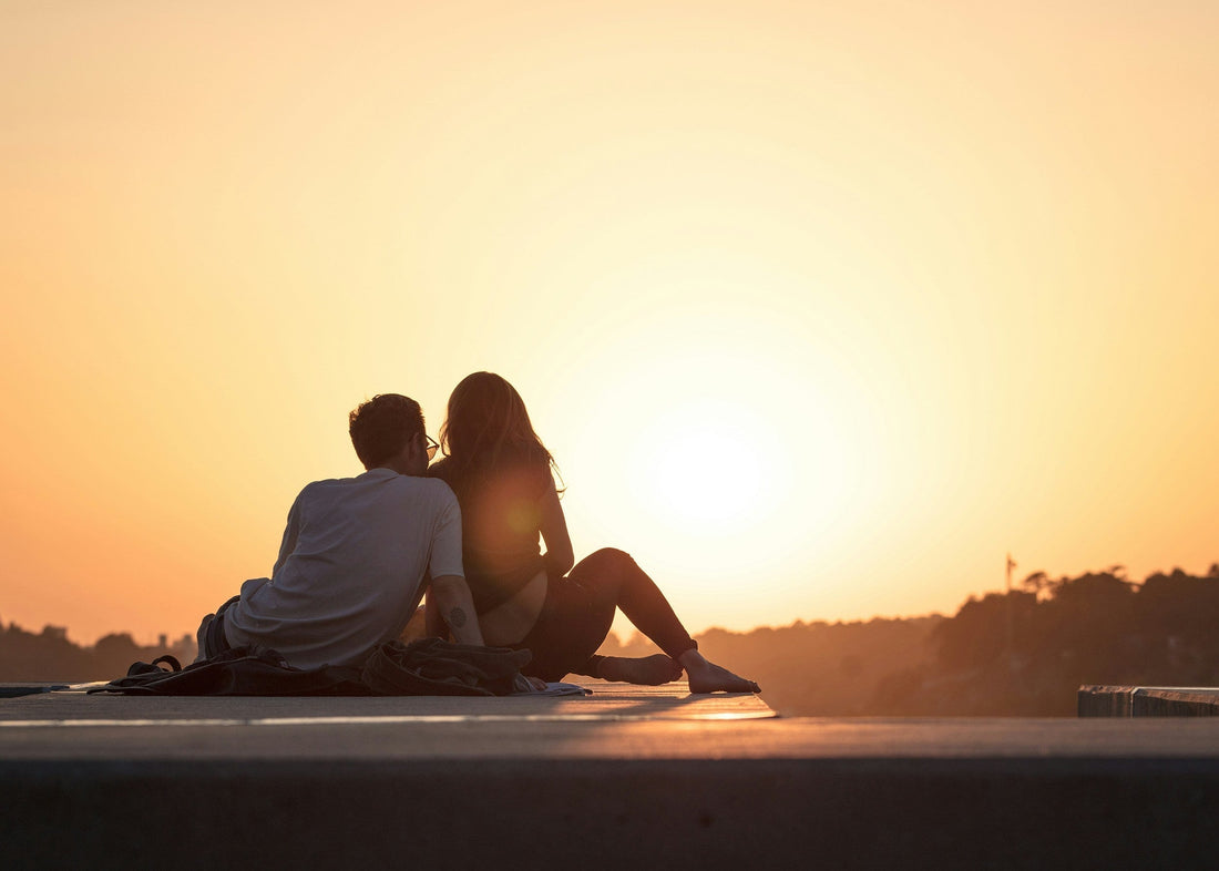 Couple enjoying a peaceful moment during sunset