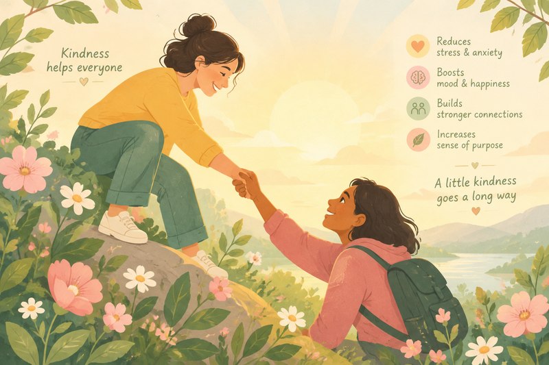 Hack Decks article about the mental health benefits of kindness and what research shows about giving, connection, and well-being