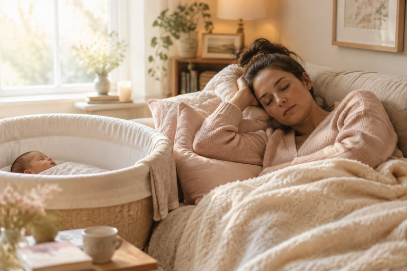 Hack Decks article about postpartum fatigue and practical ways new moms can manage exhaustion, rest, and everyday demands