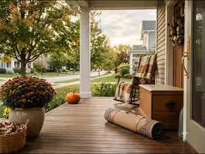 The Economic Times article about why experts recommend removing outdoor rugs from a front porch before fall to help prevent costly damage