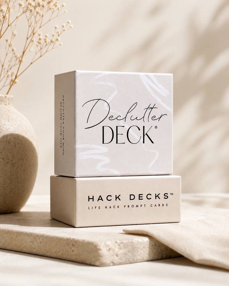 Box of Declutter Deck by Hack Decks on a light background