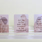 Three cards with advice for new mothers on a white background from Hack Decks