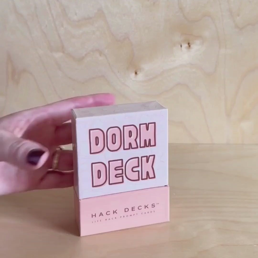 Dorm Deck college room organization prompt cards by Hack Decks